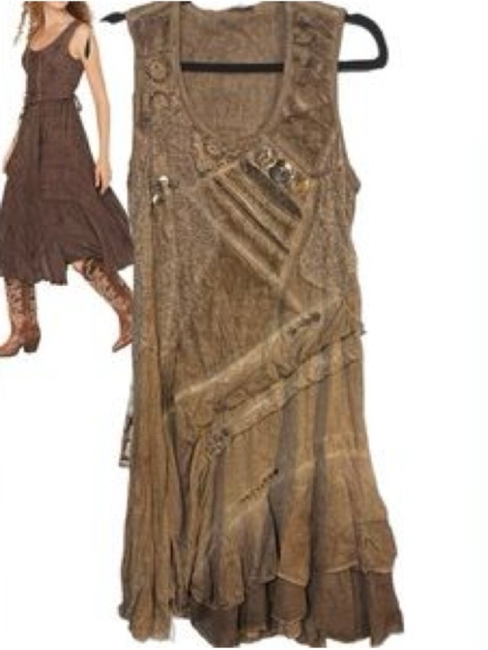Vanilla b. Handmade one of a kind Boho Style or “Artoriginal” Tan Dress